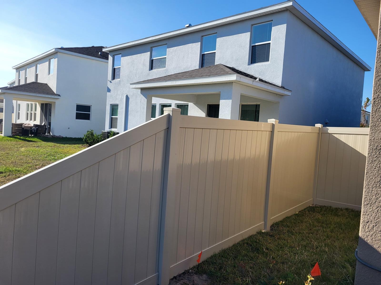 Tan Vinyl Privacy Fence — Tampa Bay