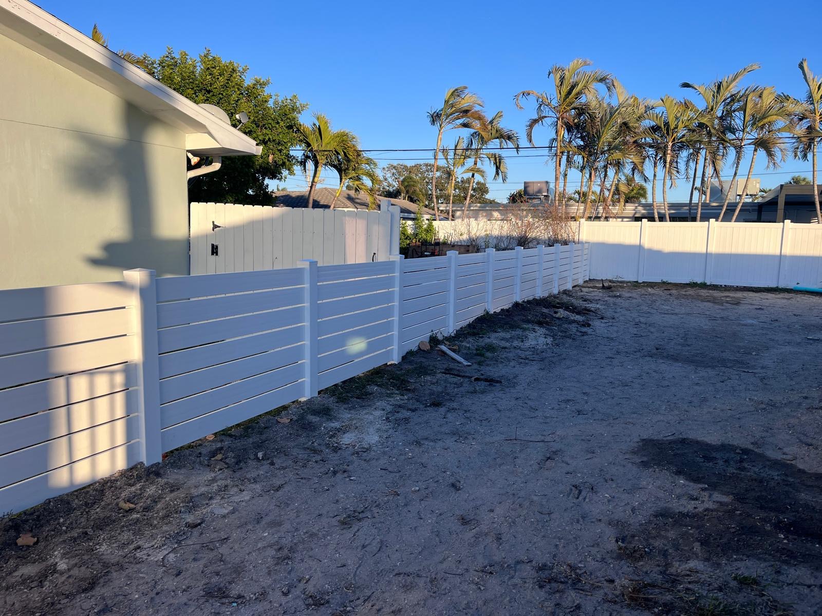 White Horizontal Semi-Privacy Vinyl Fence — Tampa Bay